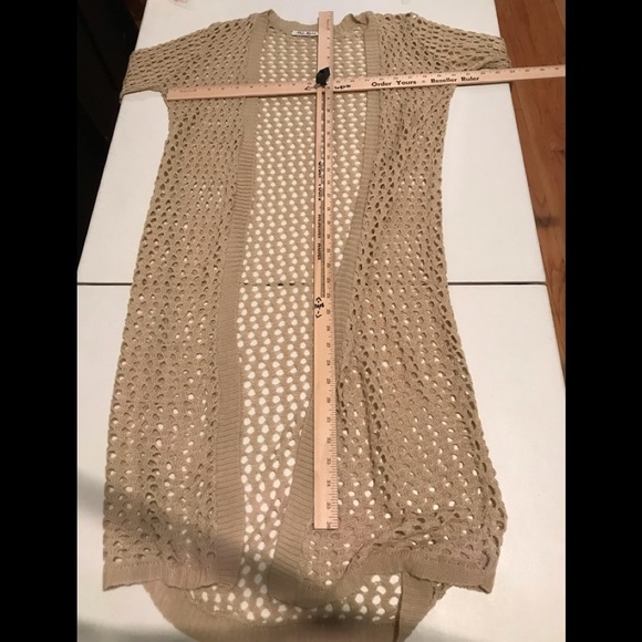 Say What size Medium Ivory crochet open front duster 3/4 length - Picture 9 of 14